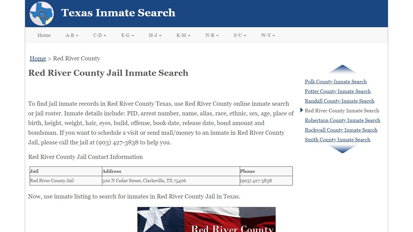 Red River County Jail Inmate Search